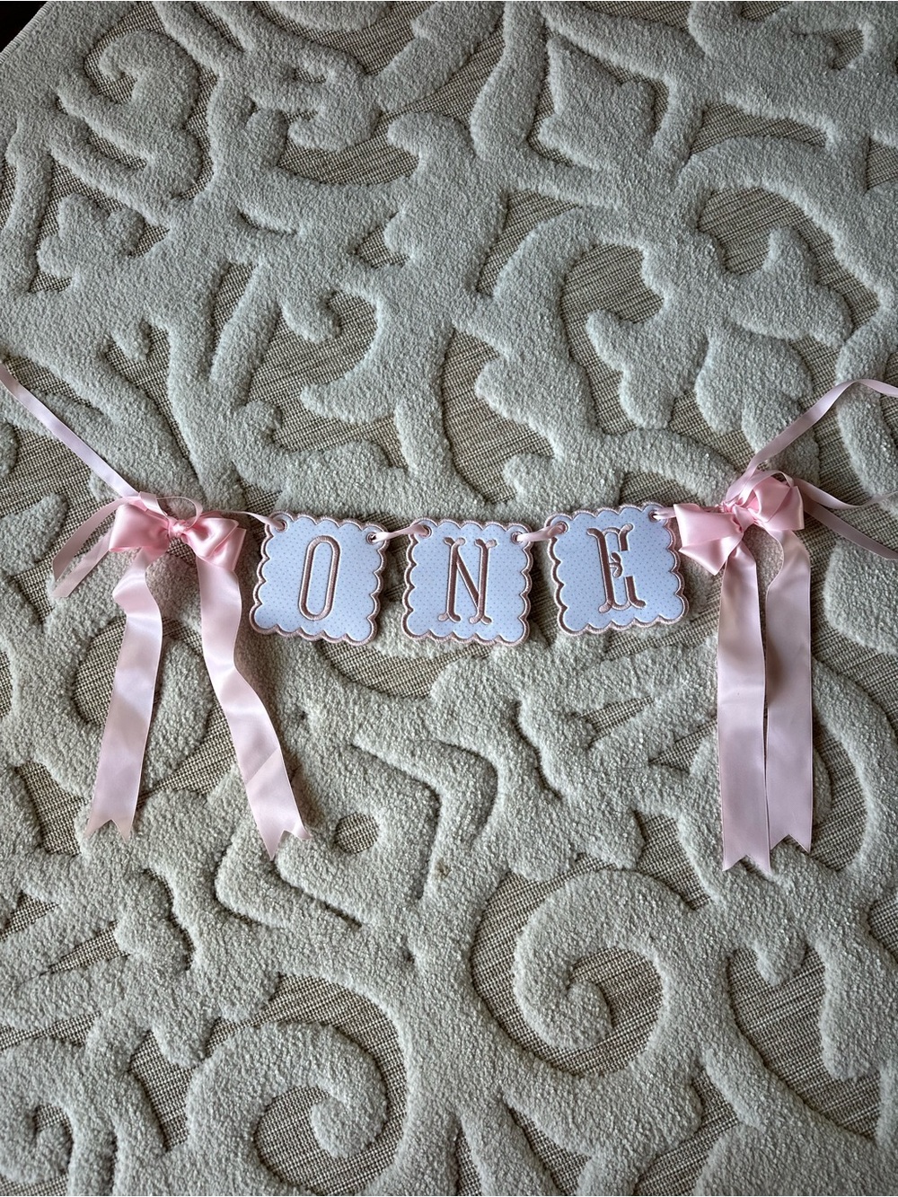 Blush pink "ONE" First Birthday Banner - Party Garland for high hair!